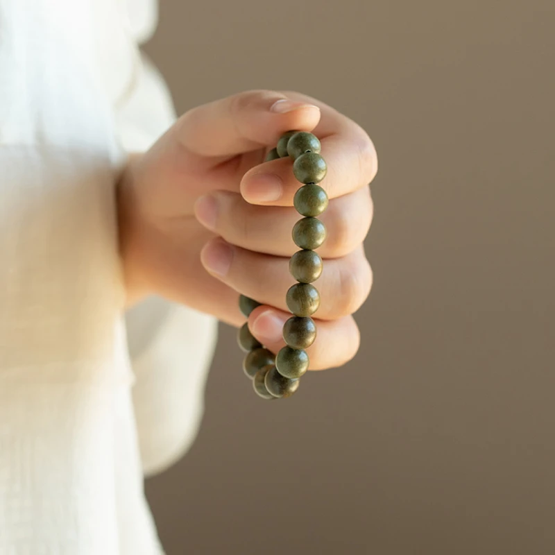 

Green sandalwood Buddha beads bracelet female wooden student bracelet lovers sandalwood religious prayer beads