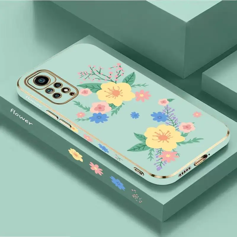Warm Flowers Luxury Plating Phone Case For Xiaomi Redmi Note 11 Pro Plus 12Pro Plus 11 11S 10 Pro 12 9S 8 Pro Cover
