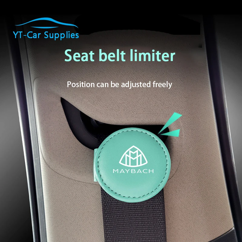 

Car 2Pcs Seat Belt Limiter Leather Fixing Clip Adjustable Buckle Accessories For Mercedes-Benz Maybach S400 S450 S480 S500 S600