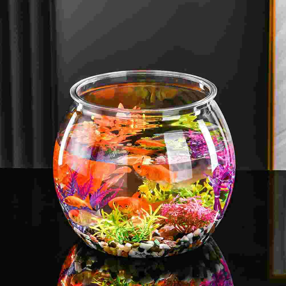 

Goldfish Bowl Small Storage Pot Round Plastic Tank Decor Decorative Vase Office