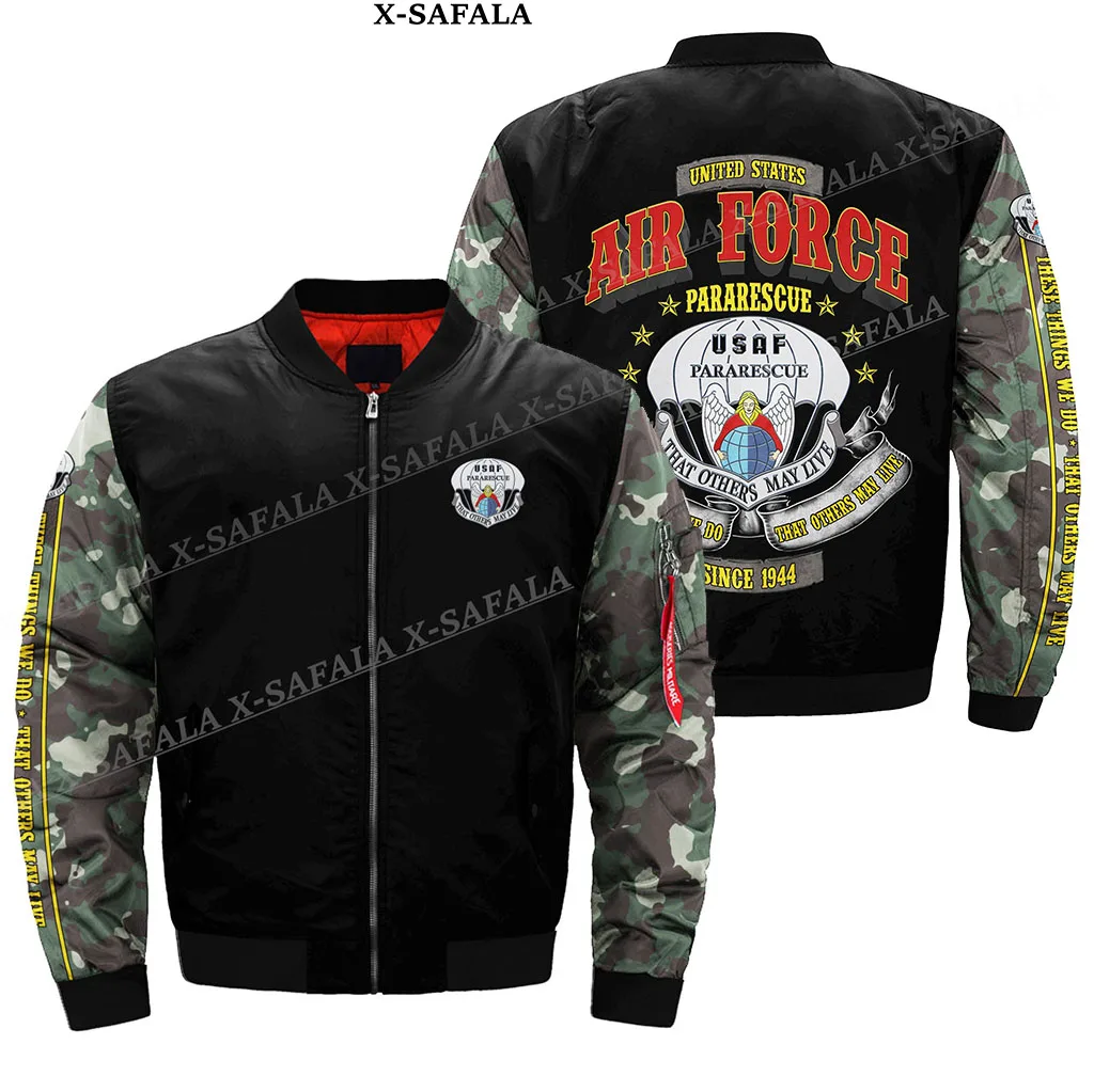 AIRFORCE Veterans Army 3D Bomber Jackets Zipper Flight Jacket Casual Thick Coat Unisex Harajuku Women Streetwear-5