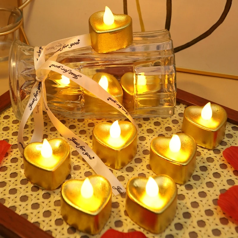 

6pcs Creative LED Candles Tea Light Lamp Battery Powered Home Valentine's Day Birthday Party Decoration Easter Lighting Candle