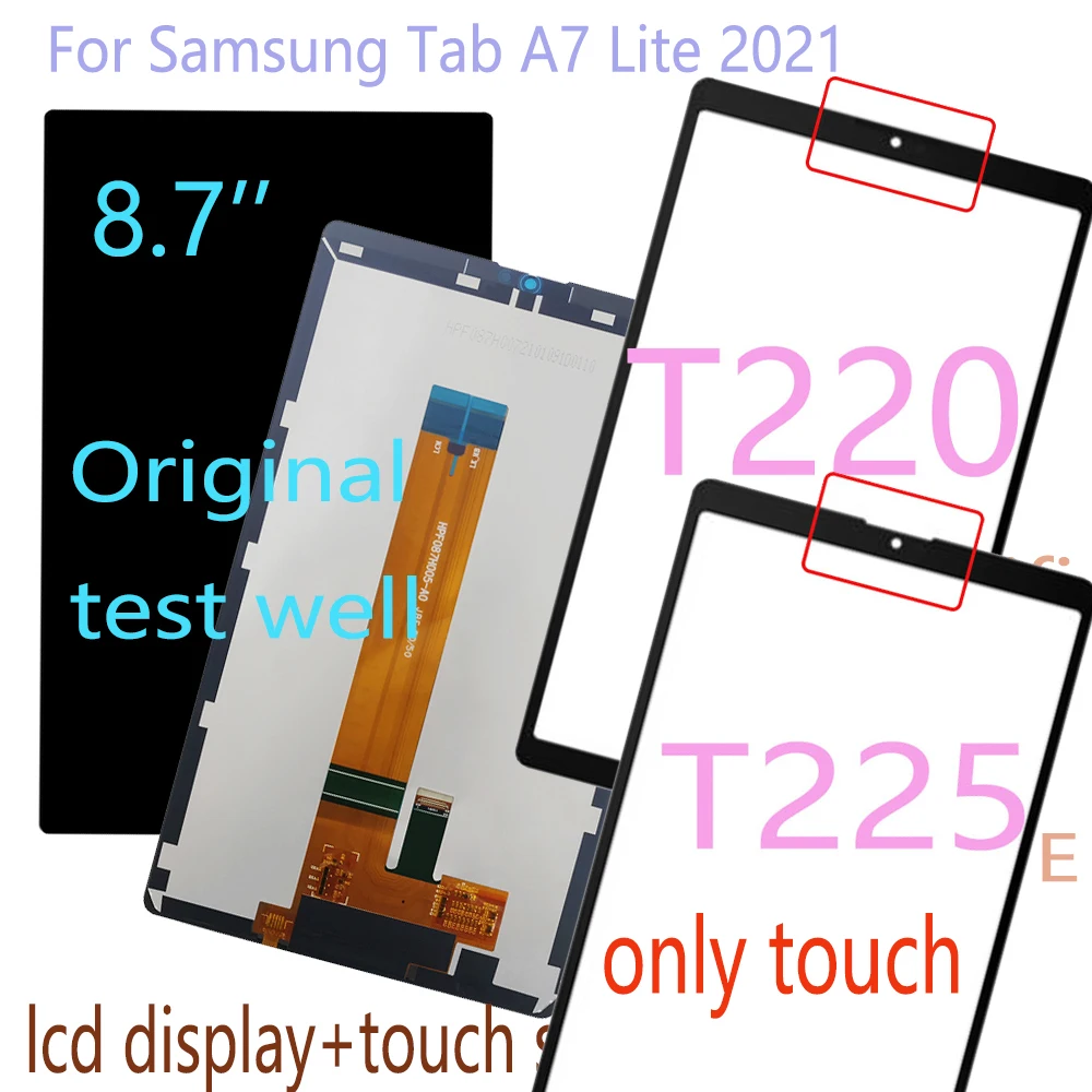 Original 8.7 Inch For Samsung Tab A7 Lite 2021 SM-T220 SM-T225 T220 T225 LCD Display Touch Screen Digitizer Assembly Replacement