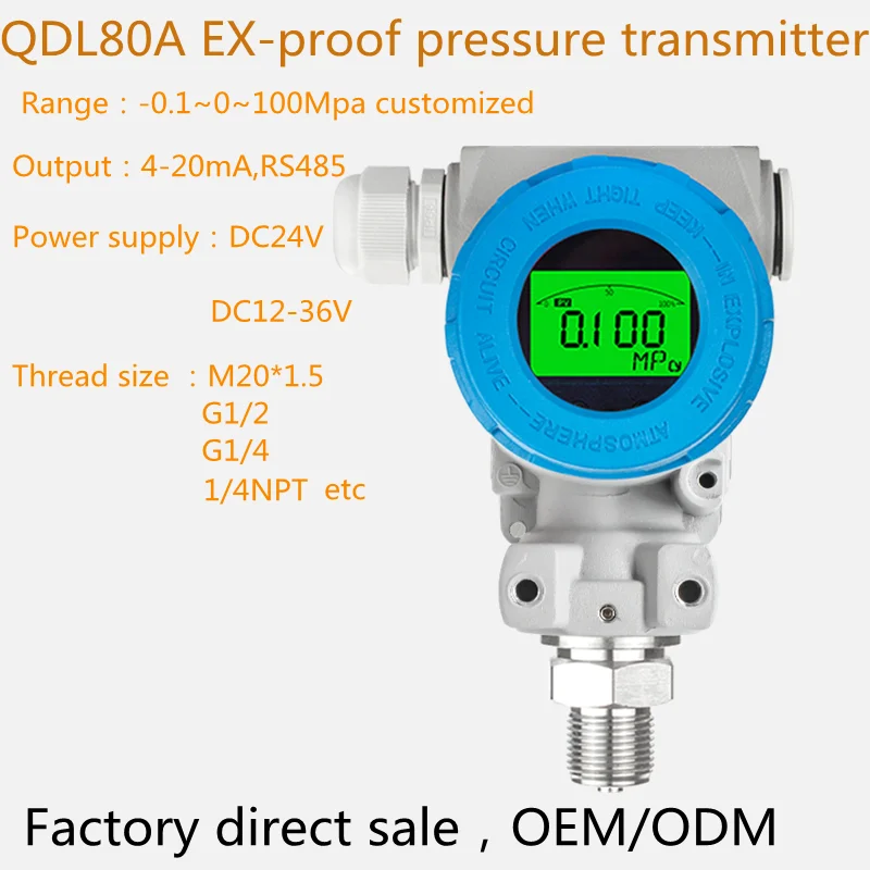 Digital display Pressure sensor Transmitter Transducer 0-1Mpa 10Mpa 20bar 4-20mA RS485 Output For Oil Water Gas fuel