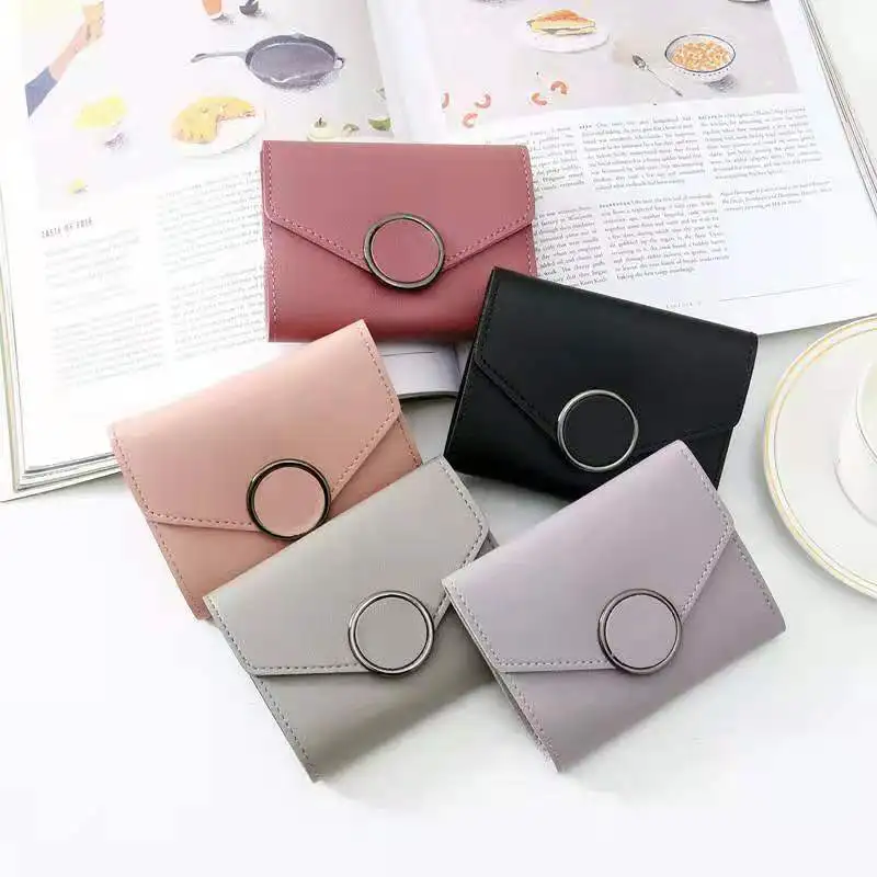 Wholesale Women Wallet Three Fold 0 Letter Lady Student Purse Cute Fashion Wallet Credit Card Bank Card Bus Card Purse Gifts