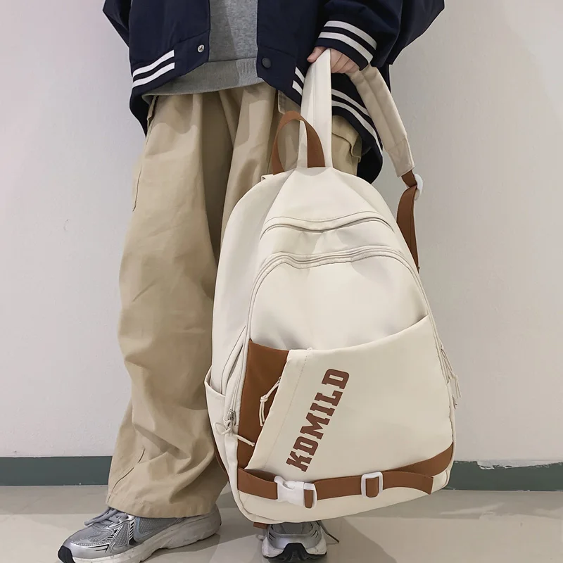 

Нейлоновый рюкзак унисекс с принтом букв, дорожная сумка с пряжкой для молодых студентов, школьный ранец для ноутбука, сумка для книг