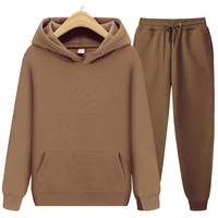 mens tracksuit solid color casual sportswear hoodies sets wholesale hooded sweatshirts pants suit autumn jogger two pieces set