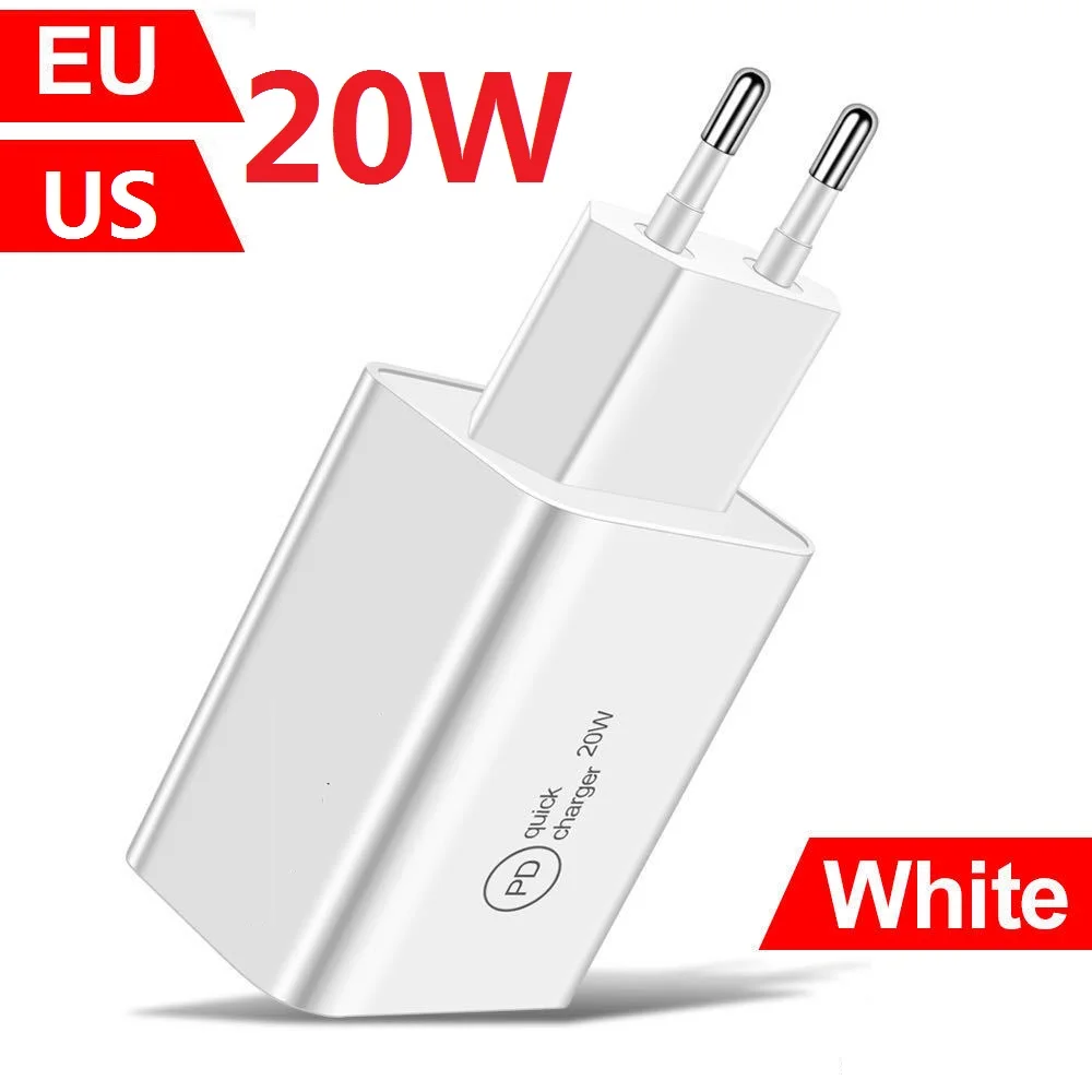 

100pcs 20W Fast Charging PD USb-C Type c Power adapter Wall Charger Eu US Plug For Samsung Huawei htc Xiaomi Phone 12 13 14