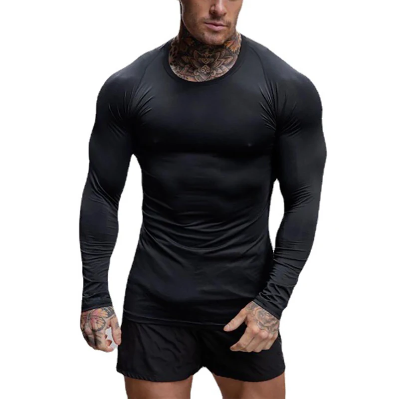 

Compression Shirt Men Long Sleeve Gym Clothing Autumn Tight Fitness T Shirt Elasticity Quick Dry Bodybuilding T-Shirt Muscle Tee