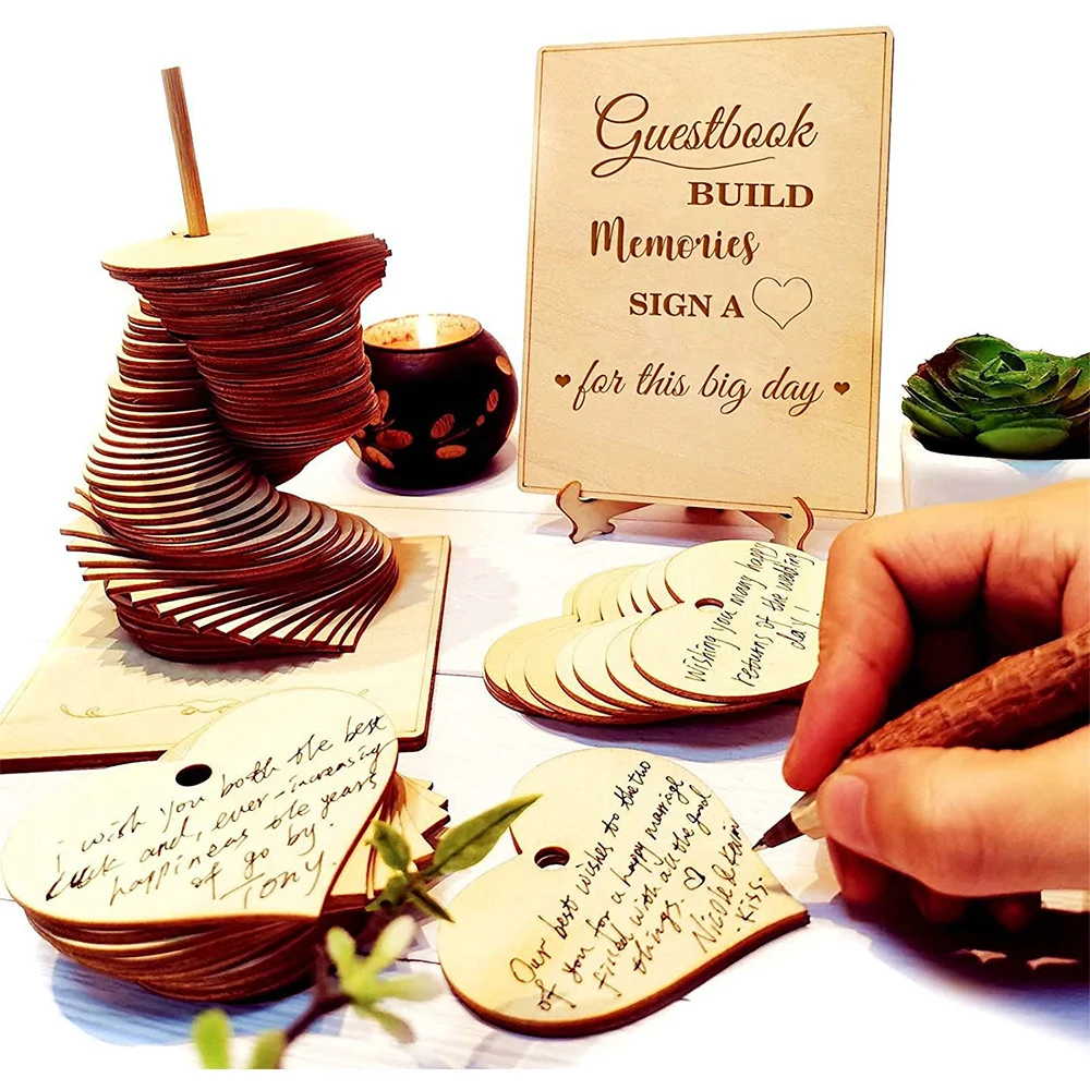 

Guest Book Alternative Sign 72 Wood Hearts Guest Book Wedding Reception, Wedding Decorations Baby Shower 1st Birthday Party