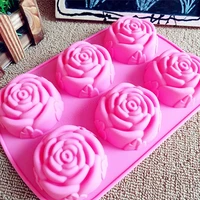 1pcs 6 rose flowers fondant silicone mold cake chocolate form soap 3d cake mould candy decorating tools cake pan