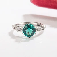 classic round cut green zircon engagement wedding ring silver color cz crystal adjustable ring for women bridal jewelry gifts