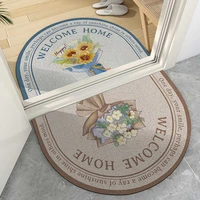 classical flowers entrance door mat non slip silk circle rug sand free mat can be cut diy floor carpet living room sofa carpet