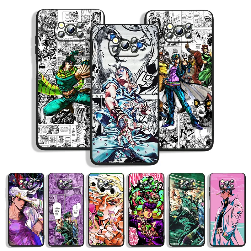 

Manga JoJo Bizarre Adventure For Xiaomi POCO M4 M3 C3 X4 X3 X2 F3 X2 F1 Pro NFC GT Mi Play Mix 3 A2 lite Black Phone Case