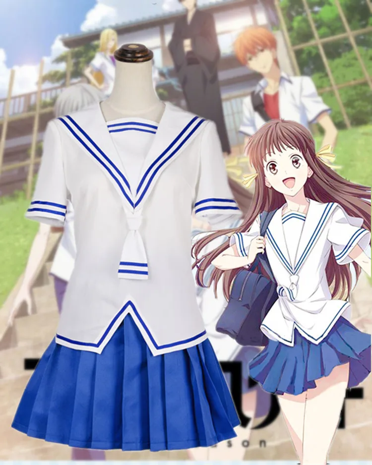 

Anime Fruits Basket Honda Tohru Sohma Yuki Cosplay Costume Uniform JK Girl School Uniform Women Sailor Costume Top Skirt Pants