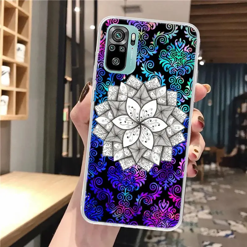 Цветной цветочный мягкий чехол Totem Mandala для Xiaomi Redmi Note 10 10S 11 11S 11T 9 9S 8T 8 12 11E Pro Plus 7 6 5 с