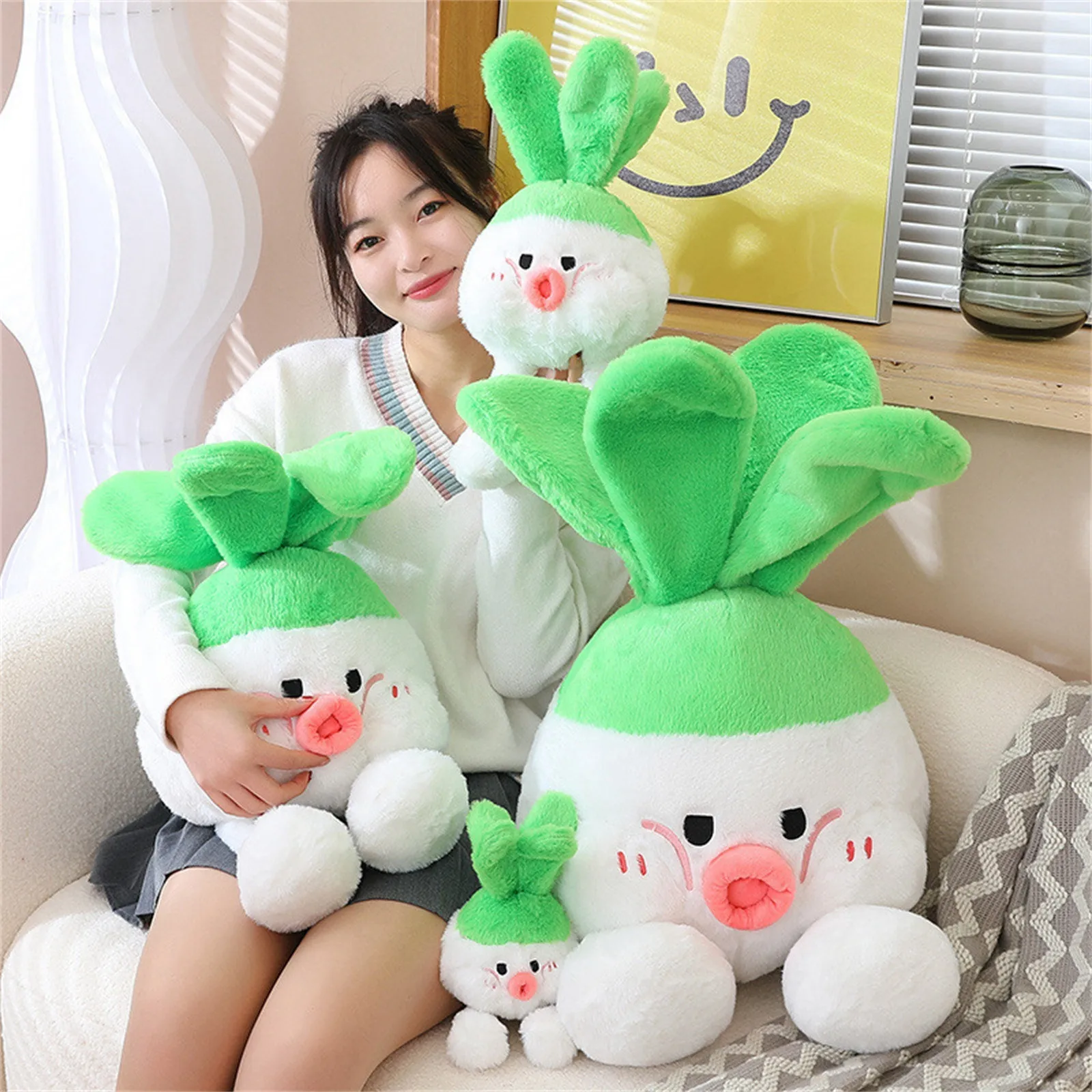 

Игрушка плюшевая белая в виде редиса, 20/40 см