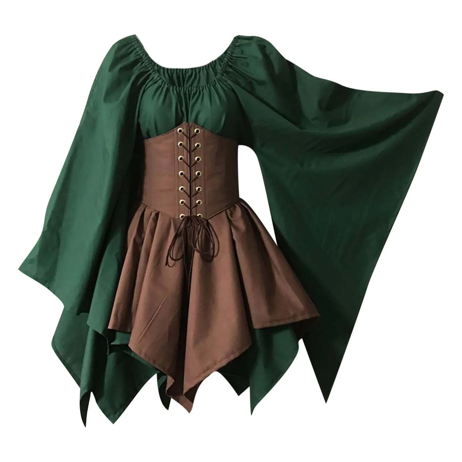 

Medieval Costume Dress for Women Halloween Cosplay Vintage Renaissance Fairy Elf Corset Waist Dresses