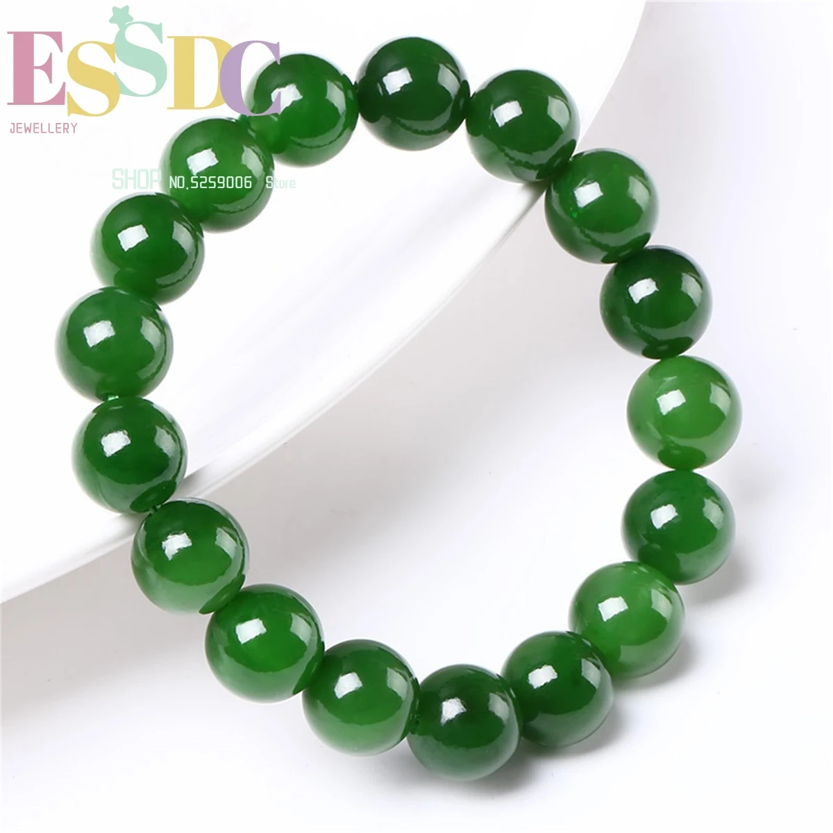 

Новый натуральный нефритовый шпинат зеленый эластичный браслет очаровательные нежные ювелирные изделия парные индивидуальные бисеры для ...