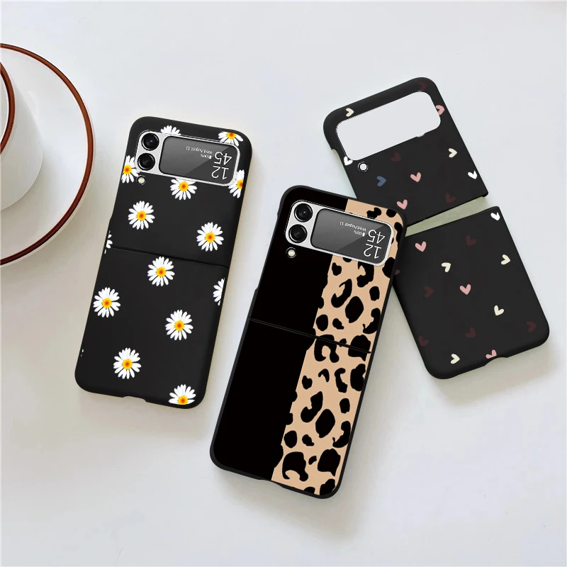 

For Samsung Galaxy Z Flip3 Flip4 5G Hard Black Case For SamsungZFlip3 GalaxyZFlip3 for sansung z flip 3 4 zflip 3 Cover Fundas