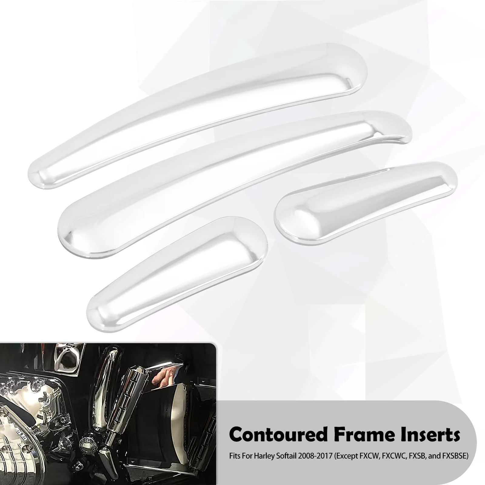 

Мотоциклетная хромированная 3D изогнутая рамка маятника, вставная крышка, 4 шт. для Harley Softail Heritage Deluxe Fat Boy Slim FLSTF FLSTN 08-2017