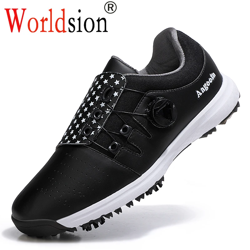 

Men Spikes Golf Trainers Shoes Professional Golf Wears for Men Size 39-45 Luxury Walking Footwears Anti Slip Walking Sneakers