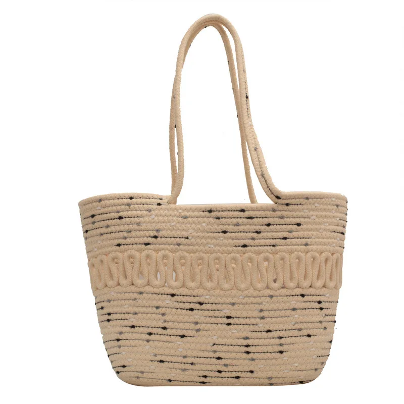 Single Shoulder Bag Hollow Cotton Woven Bag The Large Capacity of French New Summer Straw Bag Seaside Holiday Beach Bag Female