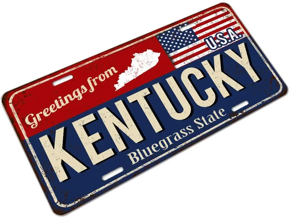 Amбухта номерного знака из Кентукки винтажный Ржавый металлический знак с
