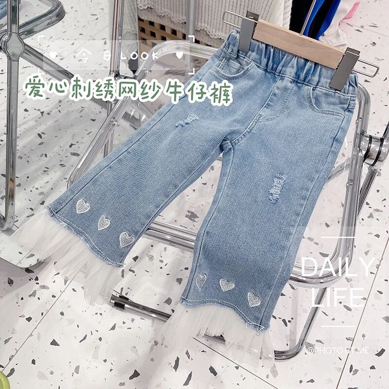 

Pants Ankle Length Elastic Waist Skinny Straight Solid Simple Fashion Casual Modern Soft Comfortable Spring Children Girls