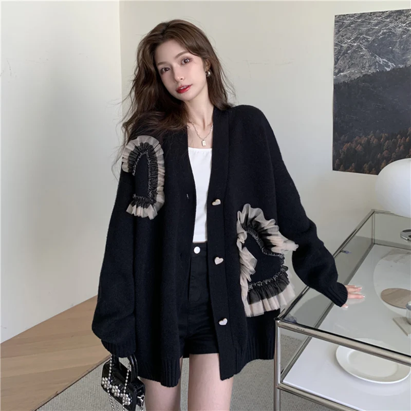 DAYIFUN-свитера большого размера женские вязаные кардиганы в стиле пэчворк с