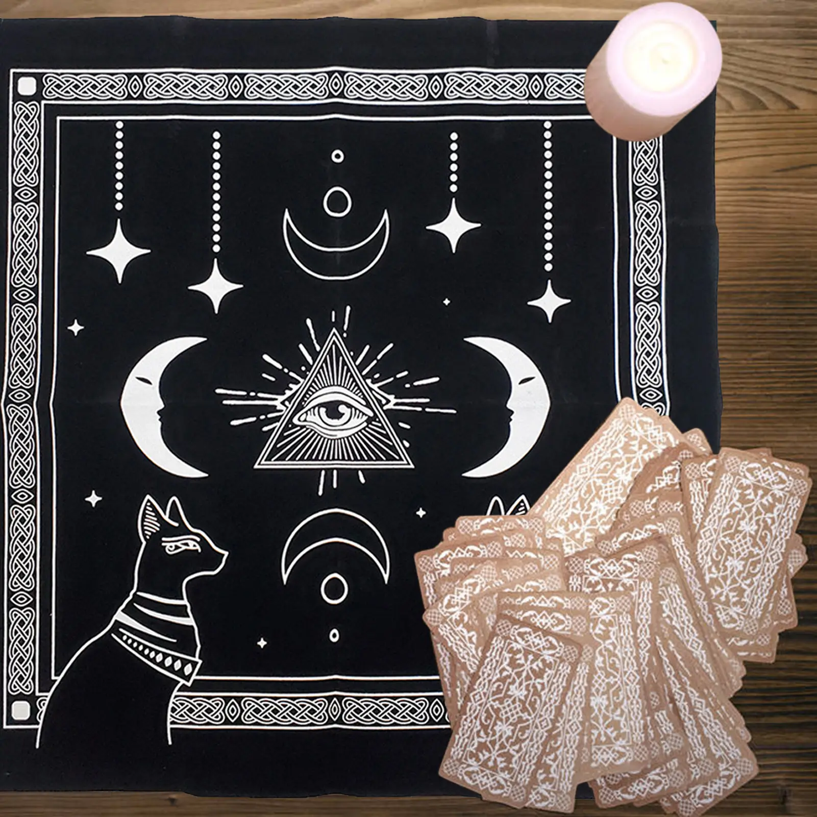 

Tarot Cards Tablecloth Oracle Guidance Divination Fate Deck Board Games Family Playing Card Game Supplies 49x49cm