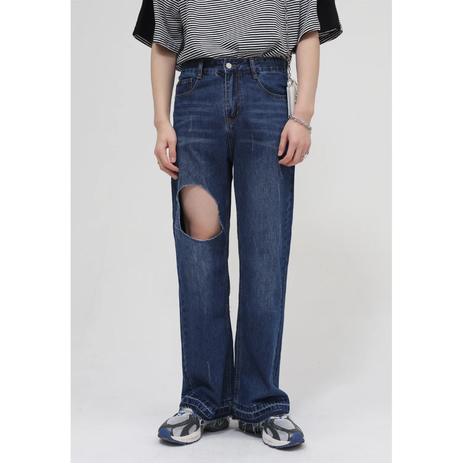 

2022 New Design Korean Mens Denim Jeans Harajuku Ripped Baggy Jeans Men Casual Pants Streetwear Women Boyfriend Jeans Pants
