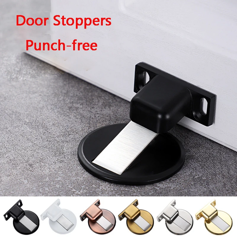 

Invisible Magnetic Door Stopper Punch-free Hidden Catch Floor Doorstop Toilet Furniture Hardware Aluminum Alloy