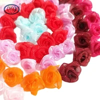 hl 50 15mm organza ribbon rose flowers for wedding decorations apparel diy appliques sewing crafts