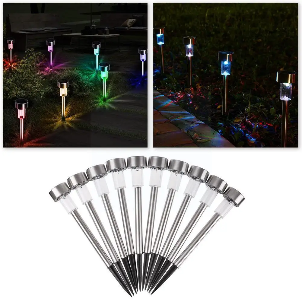 

10 Pcs/set Led Solar Garden Lights Solar Powered Lamp Pathway Light Waterproof Lawn Landscape Night Yard Patio Outdoor Ligh M0y3