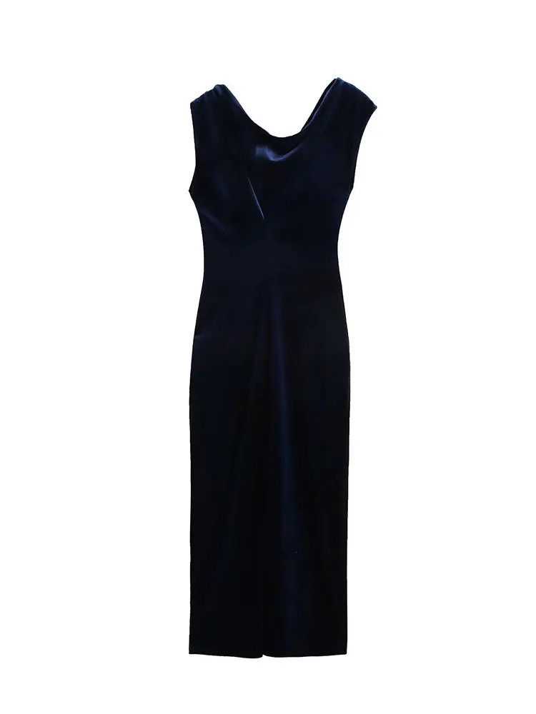 TRAFZA 2024 осеннее бархатное платье для женщин модные трендовые облегающие платья