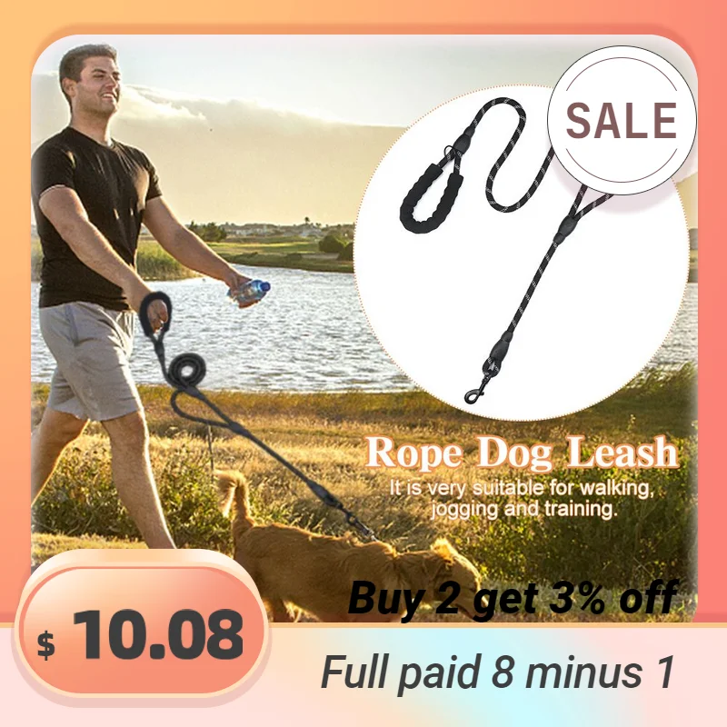 

Поводок для домашних животных, товары для средних и больших питомцев, двойная ручка, для собак, сверхпрочный, для прогулок, двора, Видимый ночью