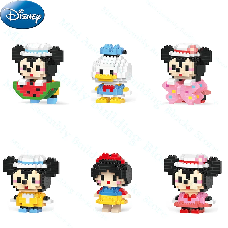 

Disney Building Blocks Mickey Mouse Minnie Donald Duck Bricks Assemble Dolls 3D Cartoon Figures Block Kids Toys