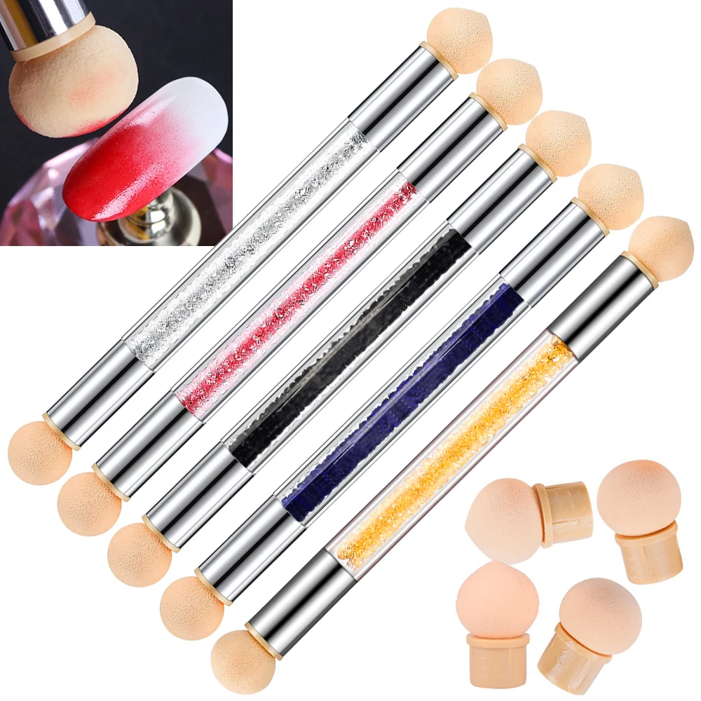 

1Pcs Double Head Nail Art Brush Sponge Manicure Brushes Rhinestone Handle Pen Acrylic Gel Glitter Powder Picking Dotting Tools