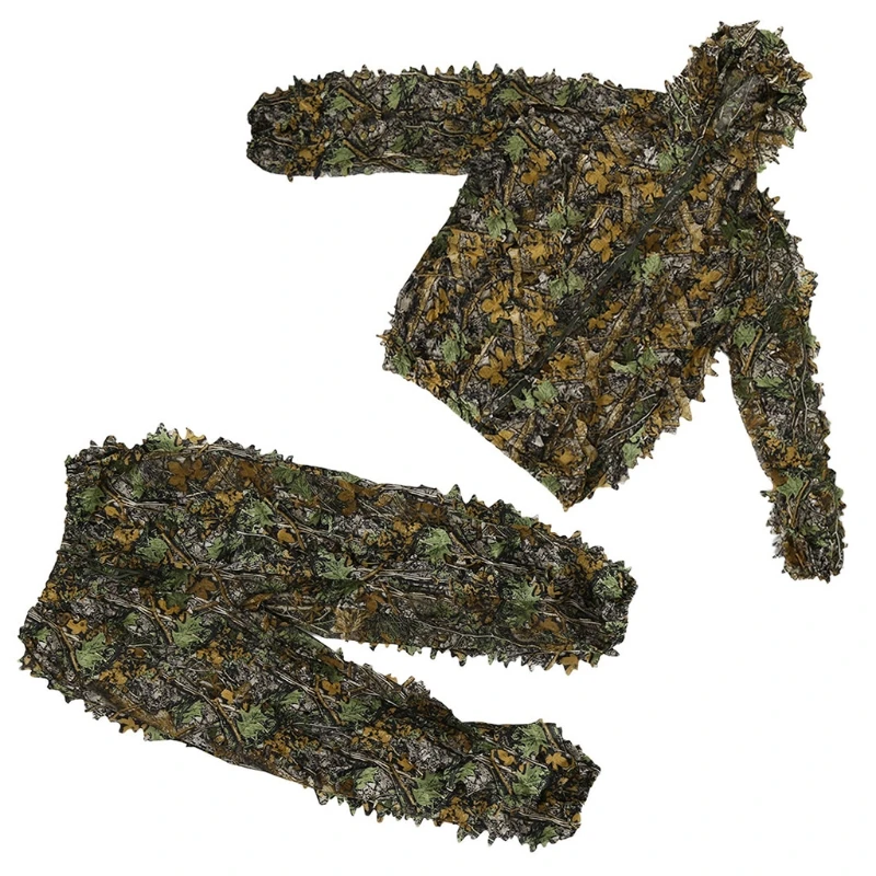Y1UC 3D Camouflage Leaf Clothing  Hunting Camo  Ghillie Suit Polyester