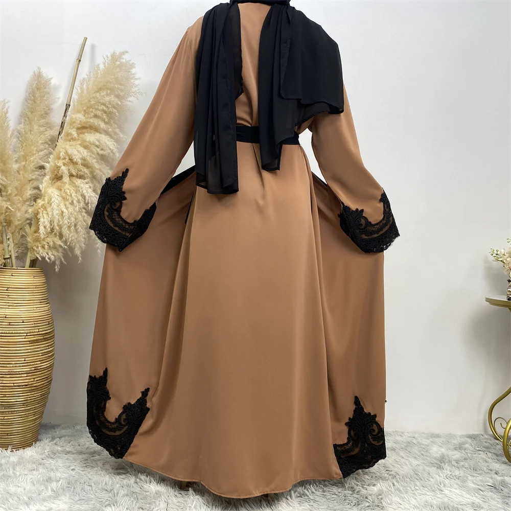 Muslim Fashion Open Abaya Embroidery Appliques Cardigan Robe Dresses Women Islamic Clothes Dubai Turkish Ramadan Eid Kaftan