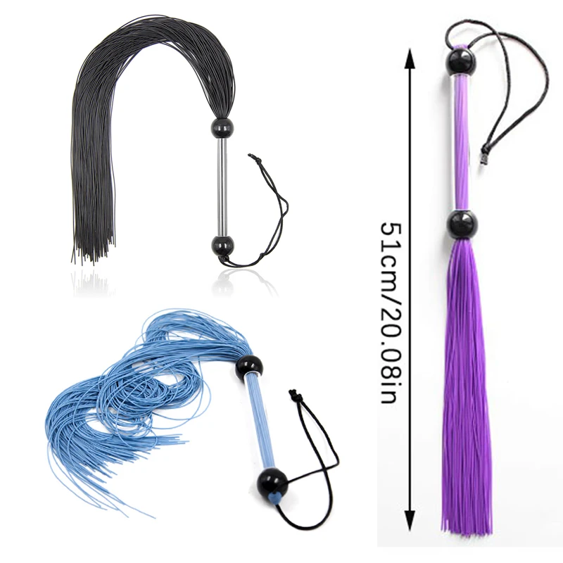 

1pc Silicone Tassel Horse Whip 51cm Equestrian Teaching Training Riding Whips With Handle Flogger Spanking 3 Colors