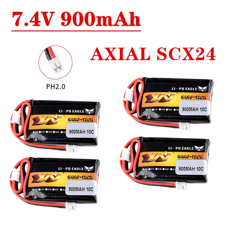 

RC Car Battery HJ 2S 7.4V 900mAh 10C Lipo Battery For AXIAL SCX24 SCX2 90081 C10 1/24 Rc Car Models Accessories 7.4V Battery