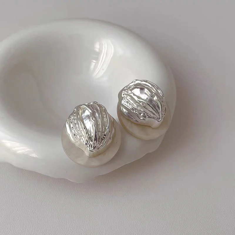 Ventag Merald геометрические круглые серьги-гвоздики плиссированные текстуры и