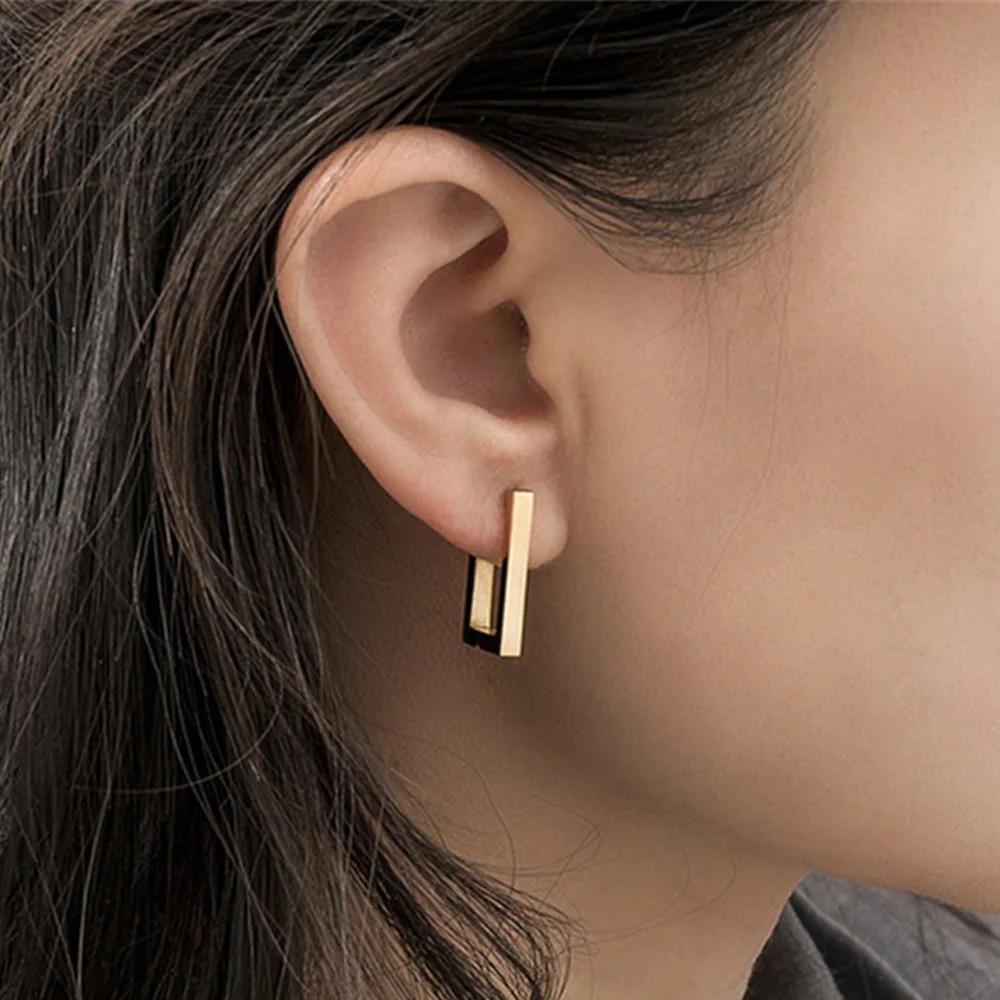 

Square Geometric Earrings For Women and men Rectangular Gold Color Metal Earrings 2022 New Trendy Jewelry party Gifts