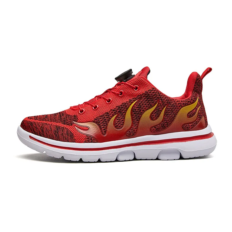 2023 Fashion Flame Print Sneakers Men Hot Sale Red Unisex Running Shoes Men Breathable Mesh Mens Sports Sneakers Plus size 46