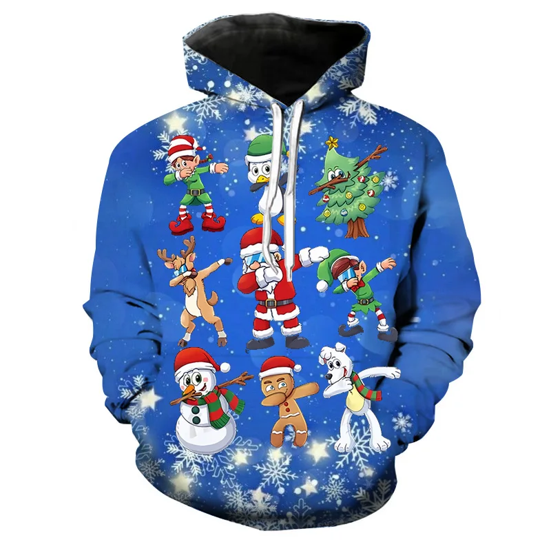

Мужская Рождественская Толстовка с капюшоном уродливый новогодний свитер с 3D принтом Рождественский пуловер унисекс Y2k в стиле Харадзюку Смешные осенне-зимние свитшоты