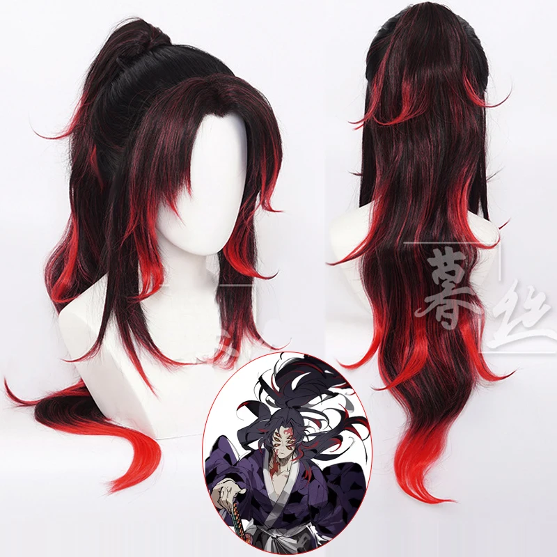 

Anime Demon Slayer Kimetsu No Yaiba Cosplay Wig Kokushibo Cosplay Black Red Hair Wig Tattoo Halloween Party Roleplay Accessories