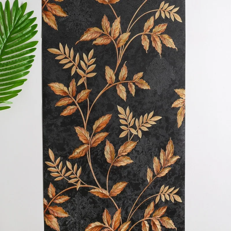 

Золотые черные Ретро американские пасторальные цветочные обои Ресторан KTV бар фоновая стена роскошные европейские тисненые обои