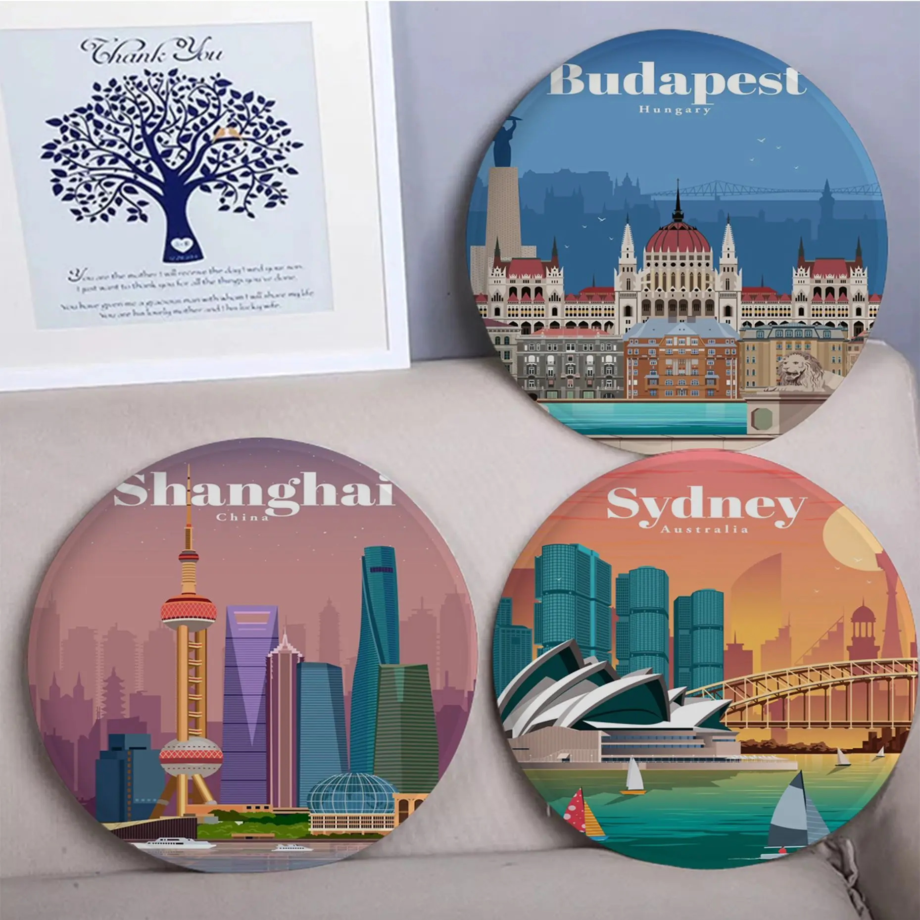 

World Travel Minimalist Vintage Simplicity Multi-Color Patio Home Kitchen Seat Cushion Pads Sofa Seat 40x40cm Stool Seat Mat